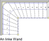 An 1/4 gewendelte Treppe je Stockwerk