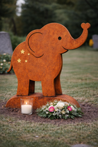 Kindergrabmal Elefant aus Cortenstahl – ein Symbol für Stärke, Schutz und Erinnerung