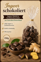 Ingwer Würfel in Zartbitterkuvertüre