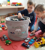 Panier ou sac à jouets /jeux crème ou gris