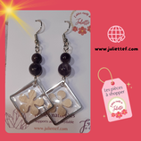 Boucles d'oreilles pierres naturelles Améthyste et bambou