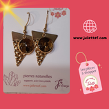 Boucles d'oreilles pierres naturelles Oeil de tigre - triangle - dorées