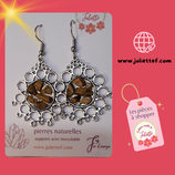 Boucles d'oreilles chips Oeil de tigre - ronds entrelacés
