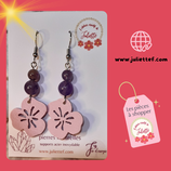 Boucles d'oreilles Fleur en bois violette - Améthyste