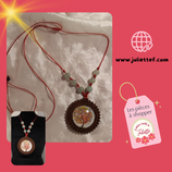 Collier pierres naturelles et bois avec arbre de vie - multicolore