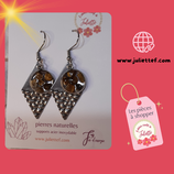 Boucles d'oreilles pierres naturelles Oeil de tigre - losange - argentées