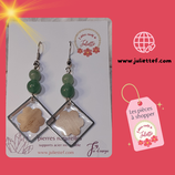 Boucles d'oreilles pierres naturelles Aventurine et bambou