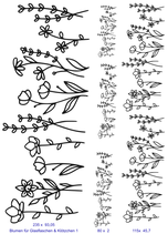 3D Rub-ons Blumen für Glasflaschen Tumblers etc