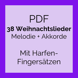 38 Weihnachtslieder für Harfe, Melodie+Akkorde (PDF)