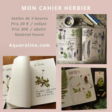Herbier à l'aquarelle, durée de l'atelier 3 heures.