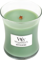 Woodwick candle white willow moss medium