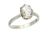 14 Karaat witgouden solitair ring bezet met ovale roosgeslepen diamant, ca.1.35 ct.