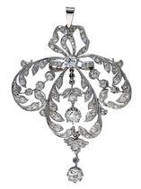 Grote platina hanger met ca.2.67ct diamant, Bolsjewiek geslepen, ca.1860.