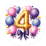 Fondant-Tortenaufleger / Happy 4th Birthday