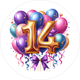 Fondant-Tortenaufleger / Happy 14th Birthday