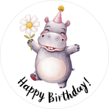 Fondant-Tortenaufleger / Happy Birthday Nilpferd