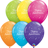 6 Ballons Qualatex "Joyeux Anniversaire Shining Star"