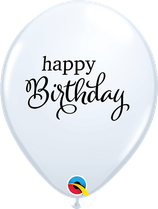 6 Ballons Qualatex Simply Happy Birthday Blanc
