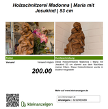 Holzschnitzerei Madonna | Maria mit Kind 53 cm