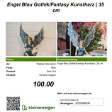 Engel Blau Gothik/Fantasy Kunstharz 35cm