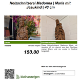 Holzschnitzerei Madonna | Maria mit Kind 43 cm