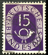 Bund 0129 I  - 15 Pf Posthorn gest.  - Plattenfehler I