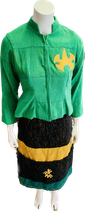 Plain Kente green Jacket black Skirt