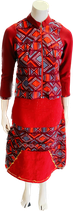 Plain Kente red Skirt and waxprint Jacket