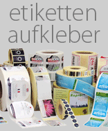 Etiketten, Aufkleber eckig geschnitten oder Sonderform.