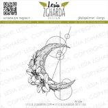 Mond mit Lilien und Geometrischem Hintergrund