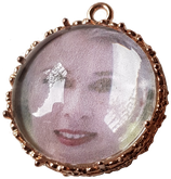 3x personalisiertes Bild-Medaillon mit Glascabochon, roségoldfarben