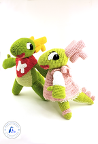 Peluches Dragons mascottes KDE Konqi ou/et Katie fait main au crochet