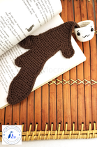 Marque pages tasse de café renversée en coton et crocheté