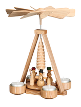 Teelichtpyramide mit Schneemänner natur