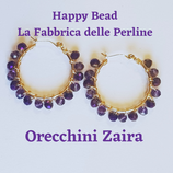 Kit Wirework Earrings Zaira color Purple Metal and Trasparent