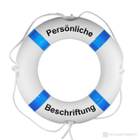 Rettungsring Weiß-Blau (Reflexstreifen) mit Beschriftung