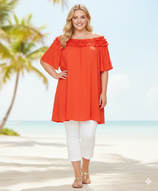 NO.1 BY OX tuniek met ruches rood