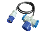 Adapterkabel 1,5m 230 V CEE Stecker, CEE Kupplung, 2x Schukokupplung