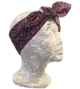 Haarband zum Knoten Totenköpfe Pink