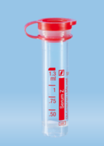 Microtubo con tapón rojo a presión, Muestras suero, Volumen Nominal 1.3 ml. 44x10.8 mm. paquete c/100 pzs. Marca SARSTEDT 41.1501.105