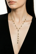 S/B Accessoires - Halskette Y BLACK ONYX - vergoldet