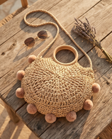 Sommertasche Pompom dunkel