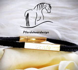 Armband aus Pferdehaar-Modell G02-mit  Hülse und Gravur-24 Karat vergoldet.  