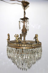 Kleiner Deckenleuchter Lüster Kristall Bronze Putten 5 flammig H. 60 cm D. 33 cm, € 500,00