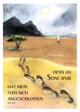 christliche Karten, Wüste, Hiob: Denn an seine Spur hat mein Fuss sich angeschlossen