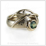 Ivy Leaf Ring with Green Sapphire