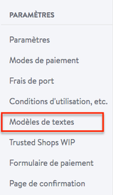 Modèle de texte pour e-boutique Jimdo