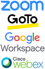 Zoom, GoToMeeting, GoToConnect, LogMeIn, Google Workspace, Cisco Webex