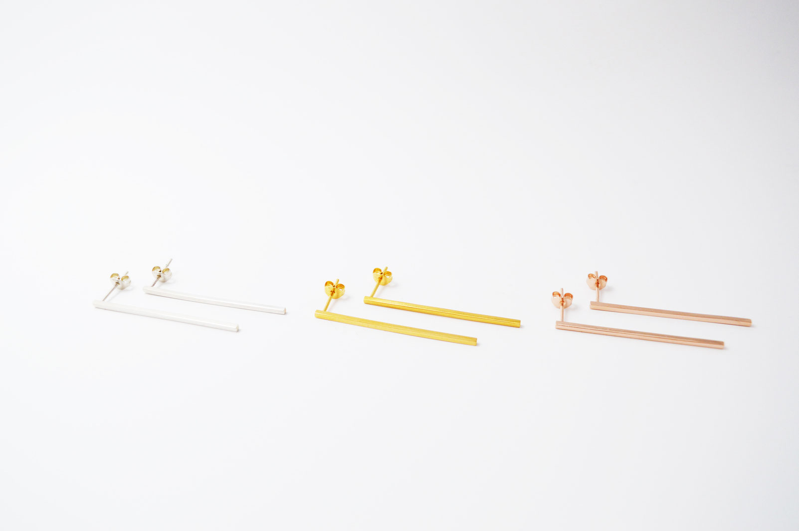 boucles d'oreilles line en argent et vermeil