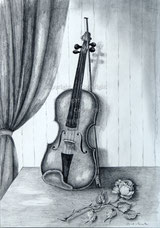  Violine mit Rose